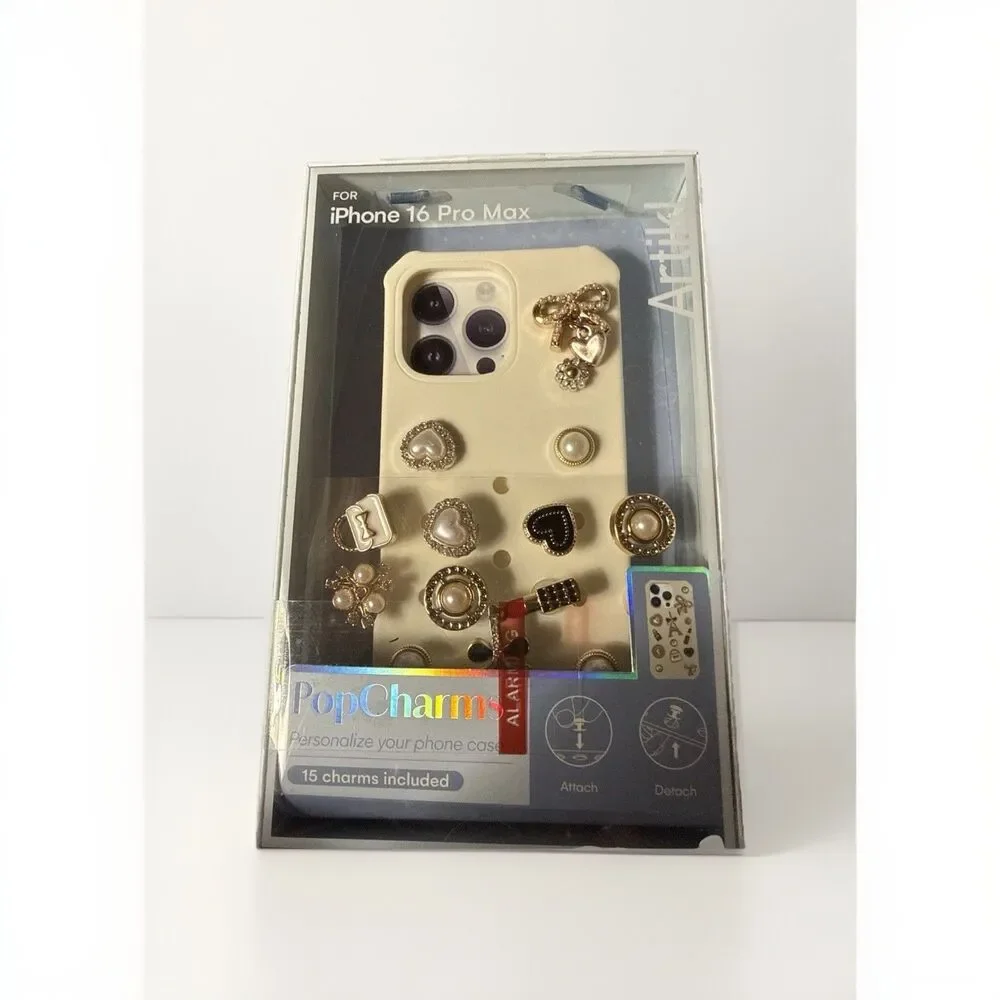 Artikl Pop Charms Apple iPhone 16 Pro Max Case With 15 Charms Hearts Lipstick